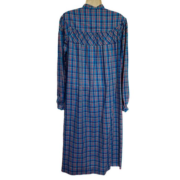 Vintage Lanz Originals Plaid Prairie Core Mandarin Collar Nightgown Sz 14 FLAWS - Picture 2 of 14